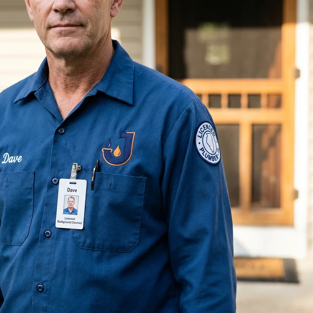 Licensed plumber showing ID badge in Shinglehouse, PA