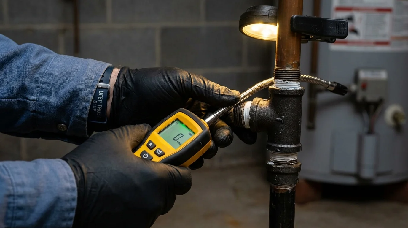 Gas leak detection with electronic sniffer by Johns Plumbing LLC in Shinglehouse