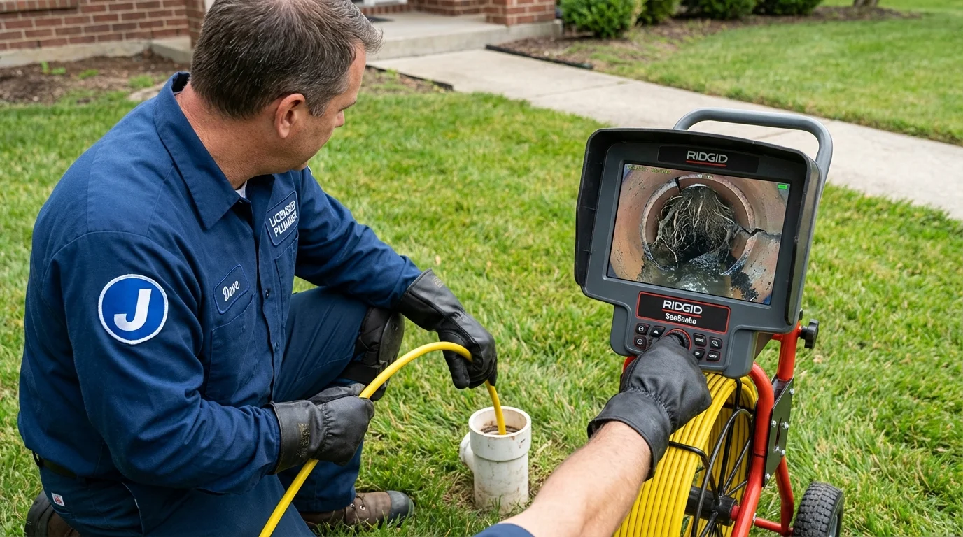 Sewer camera inspection being performed by Johns Plumbing LLC in Shinglehouse