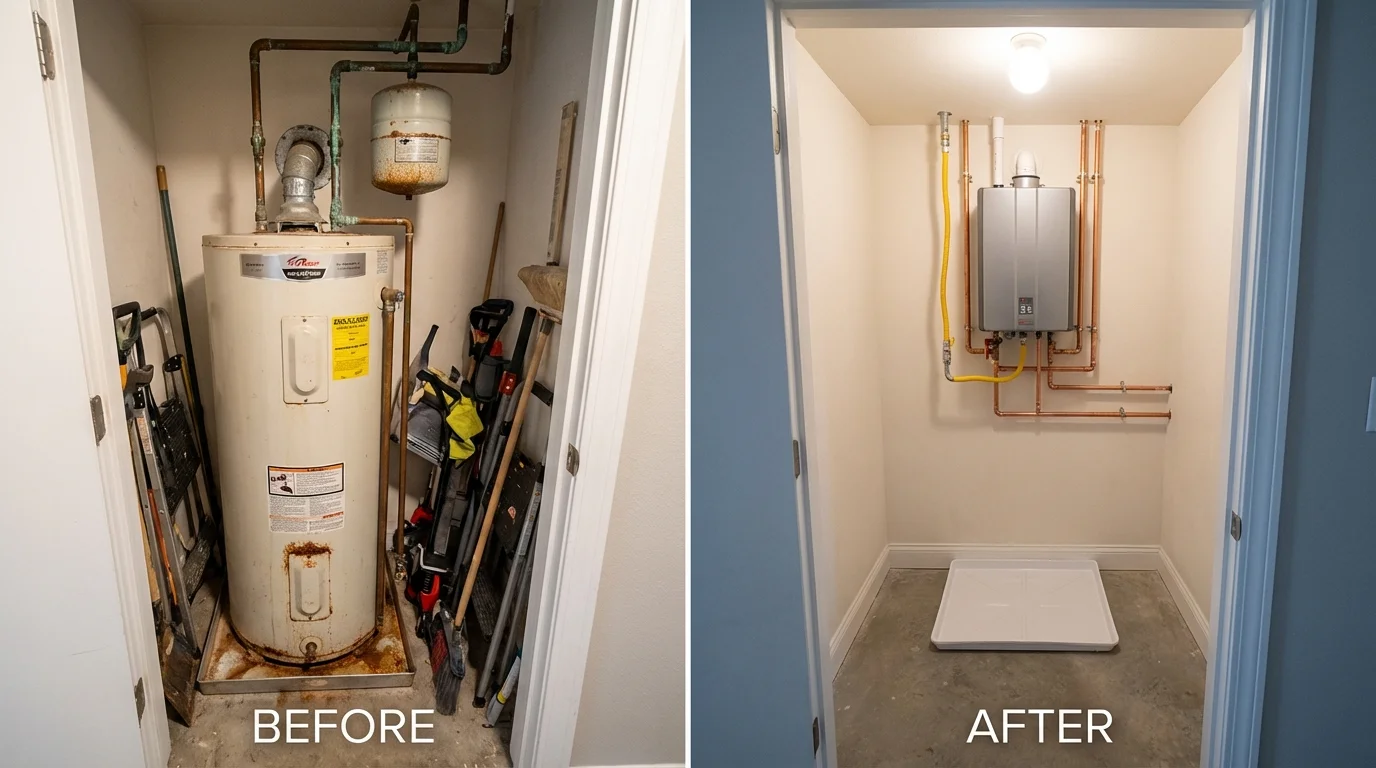 Tank water heater versus wall-mounted tankless unit comparison for Shinglehouse, PA homeowners